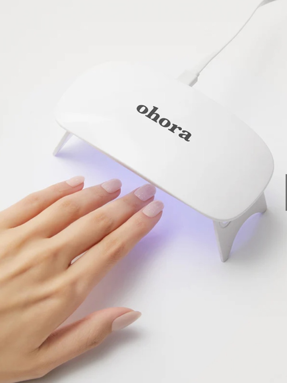 NIB Ohora Portable White LED UV Nail Lamp with Pink Gradient Nails